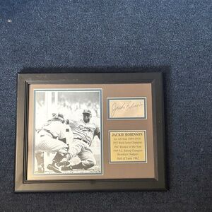 Framed Jackie Robinson Memorabilia with Black and Gold Accents